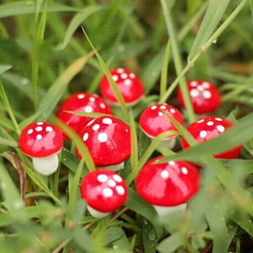 10Pcs-50Pcs 2cm Artificial Mini Mushroom Miniatures Fairy Garden Moss Terrarium Resin Crafts Stakes Craft Garden Decor