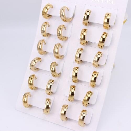 12mm15mm17mm20mm multiple sizes buckle earrings accessories Women Stainless steel earrings 4mm wide 12 pairs/piece SL100