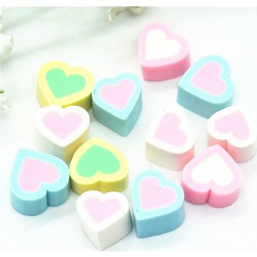 13mmX9mm 10PCS Mixed Color Polymer Clay Scrapbooking Embellishments Heart|Polymer Clay Heart Cane|Clay DIY Crafting Supplies