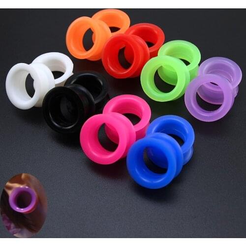 2pcs Silicone Flexible Ear Flesh Tunnel Solft Gauge Plugs Piercing Stretcher Expander Hollow Ear Skin Earrings Body Jewelry