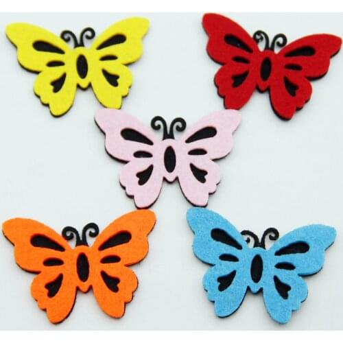 5pcs Butterfly Shape Double-layers Fabric Felt For Children DIY Room Kindergarten Walls Sticker Sewing Appliques Crafts Patches