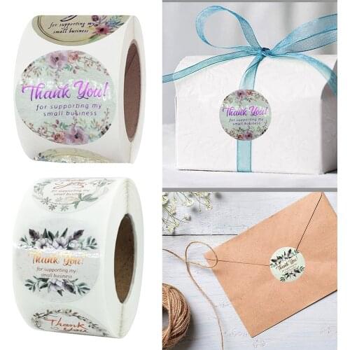 500pcs Gilled Flower Thank You Stickers 3.8cm Stationery Sticker Envelope Sealing Decoration Label