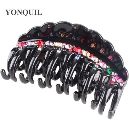 7 Colors Rhinestone Hair Claw Crystal Big Hairclips Women Clamping Banana Fashion Hairpins Ladies Hair Accessories
