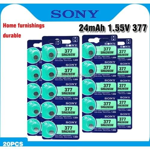 20Pcs SONY 1.55V AG4 377A 377 LR66 LR626 SR626SW SR66 AG4 AG 4 Button Batteries For Watch Toys Remote Cell Coin Battery