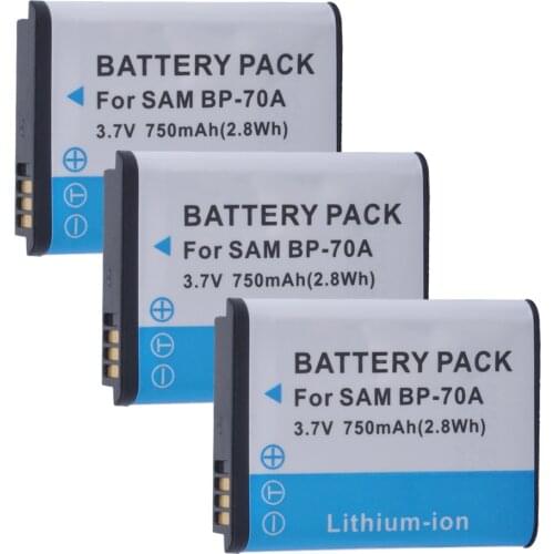 Batmax 3pcs BP-70A BP70A Battery for Samsung ST95 ST100 ST6500 SL50 SL600 TL205 WB30F WB35F DV150F ES65 ES67 MV800 PL80