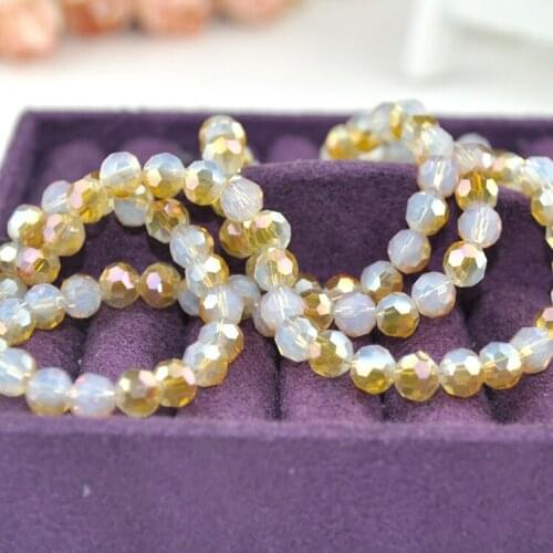 Free shipping (980 pieces/lot) 6mm Glass crystal beads Faceted Round White and Brown Plated for jewelry making