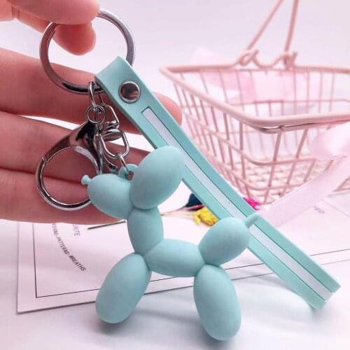 2021 Fresh Color PVC Soft Rubber Rope Dog Keychain Women Cartoon Animal Pendant Key Chain Cute Puppy Doll Couple Key Chain Gift