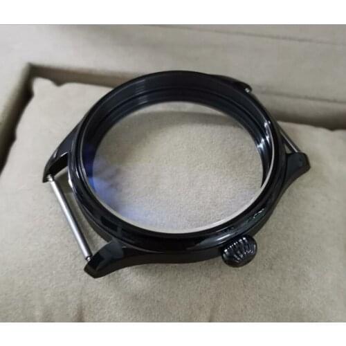 44MM 316L stainless steel pilot watch case with Plating black fit ETA6497/6498 Mechanical Hand Wind movement BK33-21