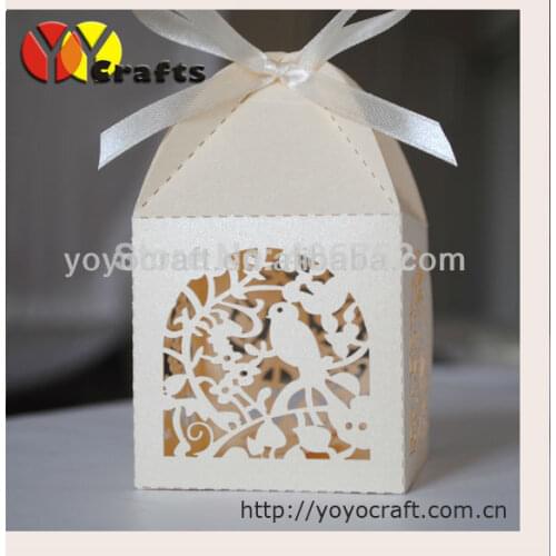 Decoration custom paper wedding box made in China laser cut bird shaped romantic handmade folk art wedding invitation card