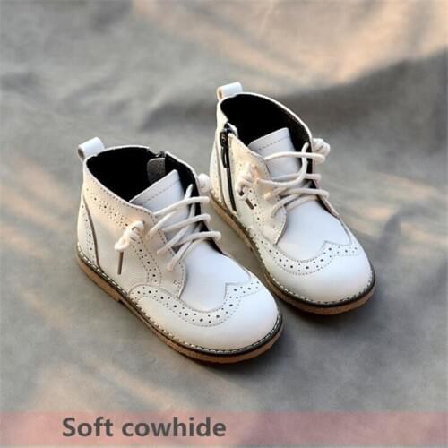 Genuine Leather childrens ankle boots boys girls casual cowhide boots autumn winter cotton shoes 2019 new baby children boots