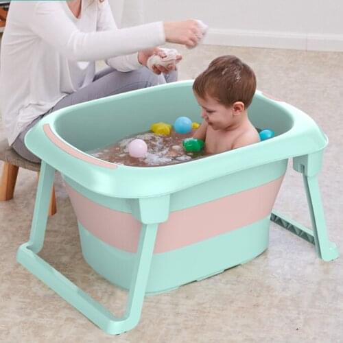 Baby Shining 0-10Y Children Folding Bath Tub Height 44.5cm Baby Bath Seat Insulation Non Slip Easy Storage Kid Widen Bath Bucket