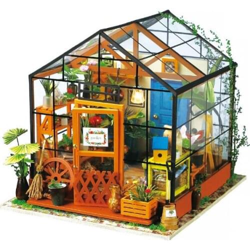 DIY Doll House Kathy Flower Garden Wooden Children Adult Miniature Dollhouse Model Building Kits Creative Toys DG104