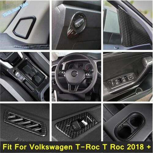 Lapetus Carbon Fiber Interior Refit Kit Roof Reading Lamps / Water Cup Holder Cover Trim For Volkswagen T-Roc T Roc 2018 - 2021