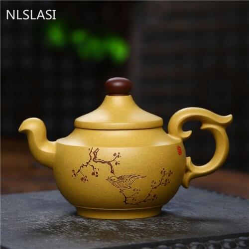 Yixing Handmade Tea Pot Golden Section Mud Purple Clay Teapot Beauty Kettle Chinese Tea Ceremony Customized Gifts 250ml