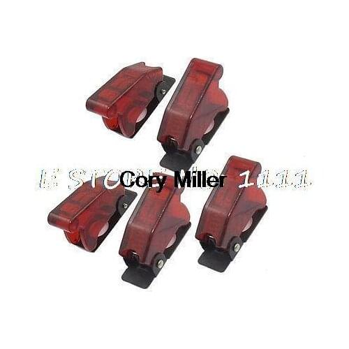 Red 0.47" Diameter Toggle Switch Safety Flip Cover 5 Pcs