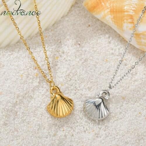 Nextvance Shell Pendant Devil Eye Rhinestones Necklace Stainless Steel Pendant Original Christian for Women Lover Amulet Jewelry