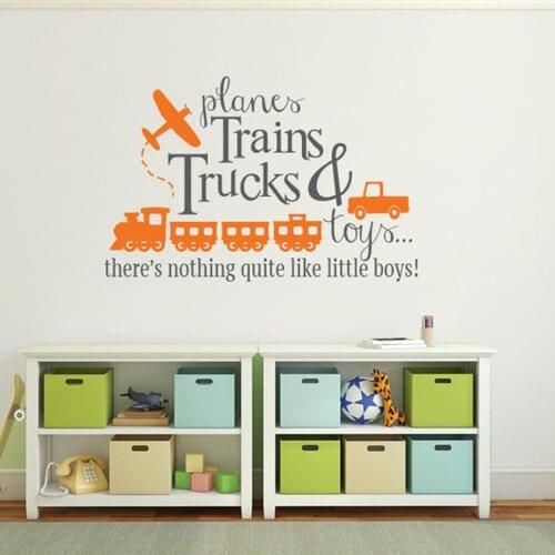Makeyes Train Trators Wall Stickers Baby Boys Playroom Wall Decor Quotes Art Design Planes Little Train Toy Wallpaper Decal Q209