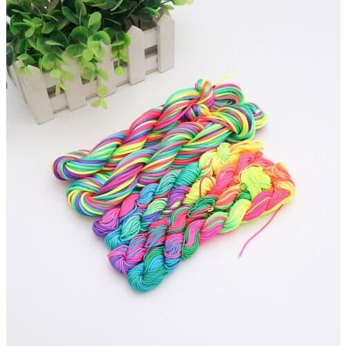 Macrame Nylon Cord Kumihimo Rainbow Diy Handmade Bracelet Rope Chinese Knot Jewelry Findings Beading Shamballa Stirng 1-2mm DC01