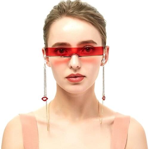 Metal Lip Pendant Glasses Chain Reading Sunglass Lanyard Holder Ear Hanging Rope Vintage Red Mouth Pendant Rope Glasse Chain