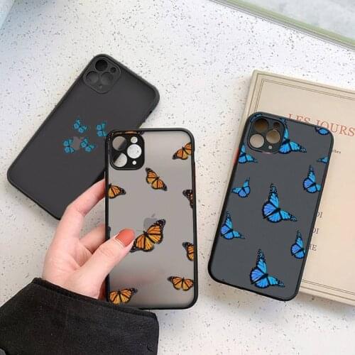 Fly butterfly art fashion pattern luxury Phone Cases matte transparent For iphone 7 8 11 12 plus mini x xs xr pro max cover