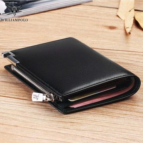 Men Short Wallet Casual Genuine Leather Male Wallet Purse Standard Card Holders High Quality Wallets PL218
