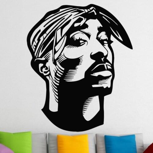 Hip Hop Tupac Shakur Wall Stickers For Kids Boys Rooms 2PAC Vinyl Wall Decals Living Room Home Decor Muursticker Wall Art A294