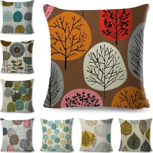 Nordic Style Plant Tree Flower Cushion Cover Decor Geometric Abstract Art Pillow Case for Sofa Home Polyester Pillowcase 45*45cm
