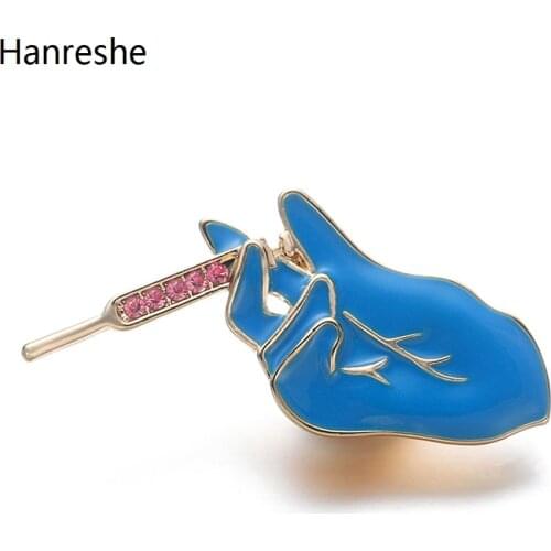 New Design Medicine Brooch Pin Blue Gloves Syringe Doctor Nurse Chemistry Experiment Brooch Jewelry Lapel Enamel Pins Gift