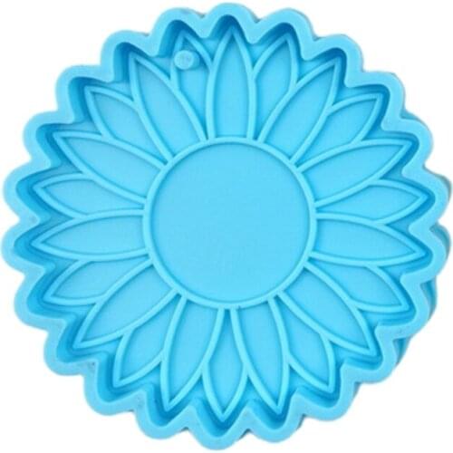 Sun Flower Keychain Epoxy Resin Mold Key Ring Pendant Earrings Silicone Mould DIY Crafts Jewelry Casting Tool