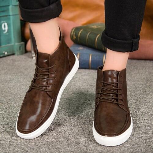 Causal Male fashion leather slip shoe Casual leisure mens man sapatos spring shoes sports white 39 casual hombre high sneakers