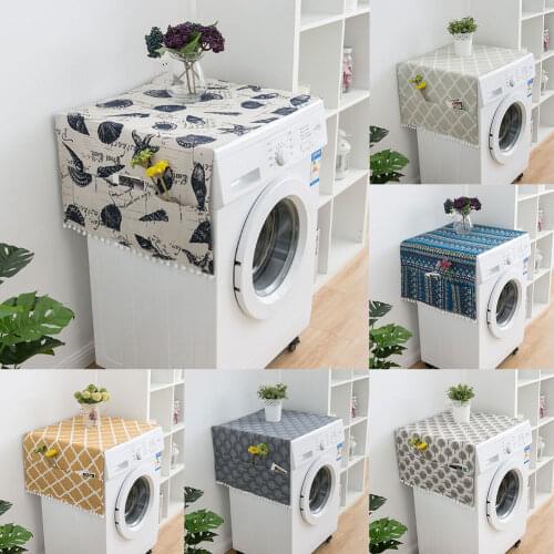 Geometric Rhombus Dust Covers Washing Machine Covers Refrigerator Dust Protector with Pocket Cotton Dust Covers Home Cleaning