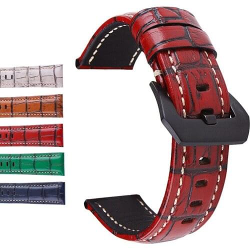 Colorful Genuine Cow Leather Stripe Watchband Watch Strap Band For Pan Watch PAM Bracelet 20 22 24 26mm PAM688 728 441 359