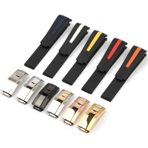 20mm 22mm Nature Silicone Rubber Watchband For Rolex Strap For Submariner GMT 126660 Sea-Dweller Daytona Bracelet Folding Buckle