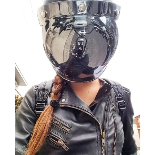 Retro helmet bubble visor open face helmet windshield compatible with 3 button helmet adjustable