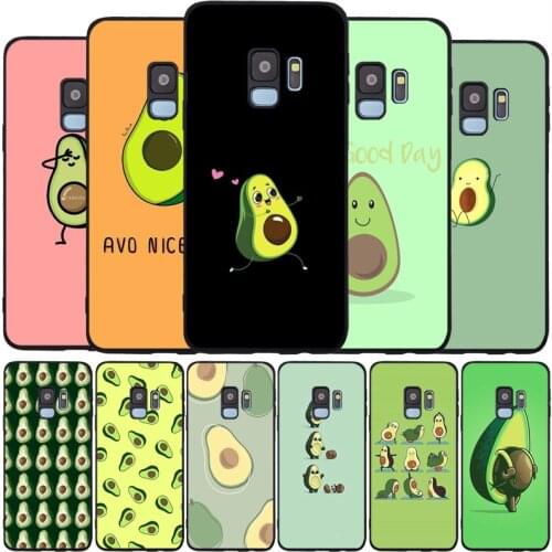 Green Avocado Funny Cute Black Silicone Phone Case For Samsung S21 S20 A11 S10 S10E S9 S8 Plus Lite Note10 Note20 Ultra Cover