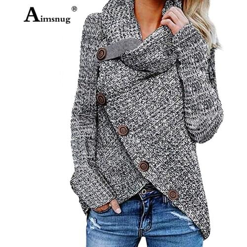 Women New Turtleneck Sweater Ladies Sweaters Gray Blue Autumn Casual Knitting Sweater Pullovers Buttons Pull Femme Jersey Mujer