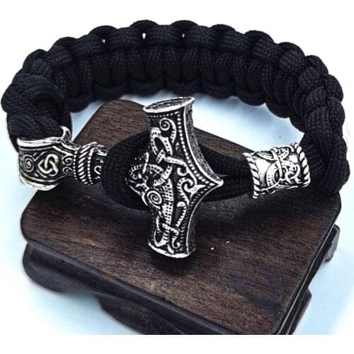 Thor Hammer Mjolnir Compass Runes Beads Viking Bracelet Norse Vikingos Accessories Scandinavian Bracelets & Bangles Men Women