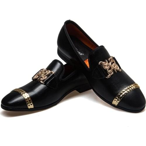 MEIJIANA Black Snakeskin Python Men Loafers Smoking Slippers Leather Mens Moccasins Flats Wedding Dress Shoes Casual Loafers