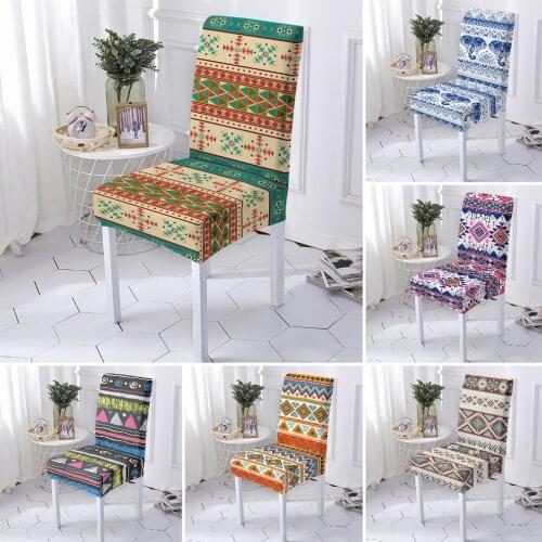 Ethnic Style Chair Cover Elastic Dining Seat cover Chairs Universal Size Chair covers for Living Room Banquet 1/2/4/6 PCS