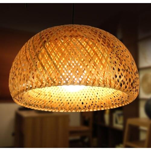 Japanese tatami lamp wooden rattan lampshade pendant lights Bar Dining room Kitchen lustre suspension bamboo wicker pendant lamp