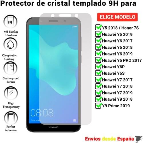 Screen Protector for Huawei Y5 Y6 Y6S Y6P Y7 Y9 2017 2018 Prime Pro Honor 7S. Transparent mobile tempered glass
