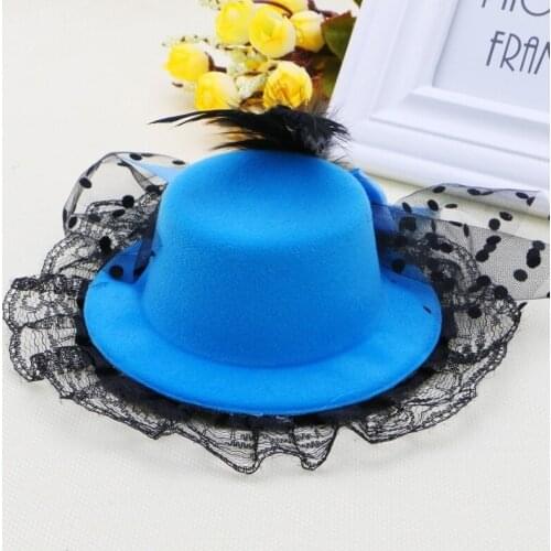 Lady Mini Feather Rose Top Hat Cap Lace Fascinator Hair Clip Costume Accessory