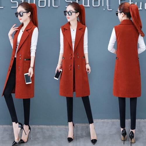 Women Simply Sleeveless Double Breasted Vest Jacket Female Solid Coats Ladies Wear Casual Suit Waistcoat Pockets Outwear Tops