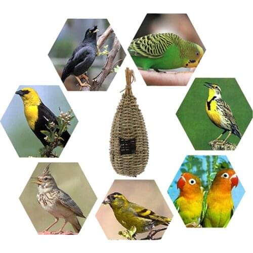 1 Pc Hanging Bird House Natural Fiber Finch Bird Nest Hut Outdoor Cage Shelter Hideaway for Small Parrots Budgie Parakeet