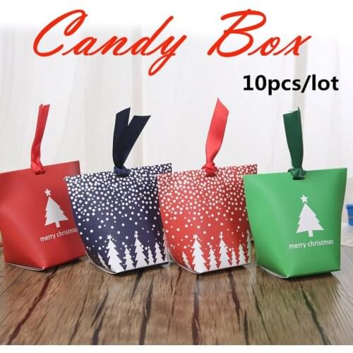 10pcs/lot Christmas Gift Boxes Christmas Elements Gift Paper Box Candy Bag Christmas Decorations