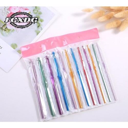2-8mm 12pcs/set Crochet Hooks Knitting Needles Color Stainless Steel Tunisian Crochet Hook Set DIY Sewing Tools Kit De Crochet