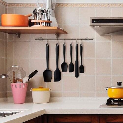 2020 New Hot Fashion 6 Pcs Silicone Spatula Nonstick Pan Hanging Hole Design Seamless Scraper Bake Cooking Tool