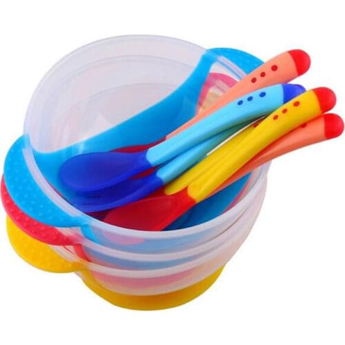 3 childrens childrens feeding bowl temperature induction spoon fork training dishes childrens tableware baby feeding bowl