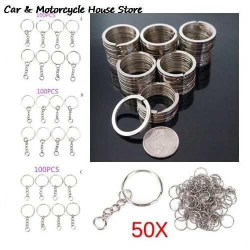 30/50/100 Pcs/Set Silvery Keyrings Jewelry Keychain Key RingKey Chains Stainless Alloy Circle DIY 25mm