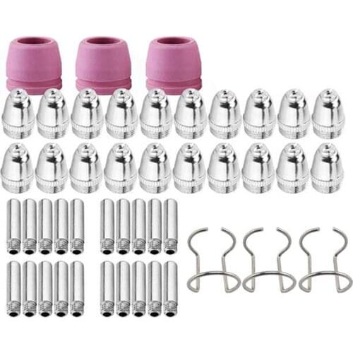 46PCS for SG-55 AG-60 WSD-60 Plasma Cutter Consumables Kit Plasma Cutting Torch Tip Nozzles Electrodes Shield Cap 1.0mm
